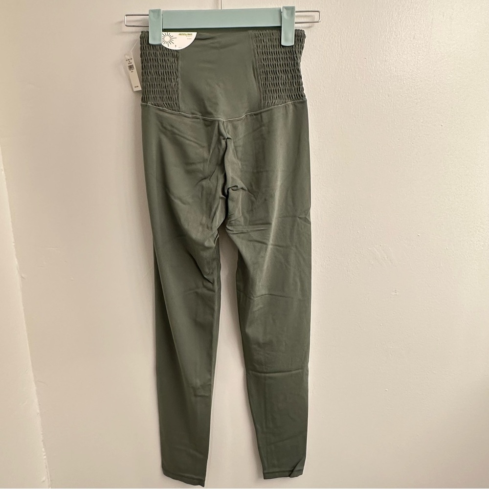 OFFLINE By Aerie Real Me Smocked Leggings Sz S Olive - Picture 6 of 9